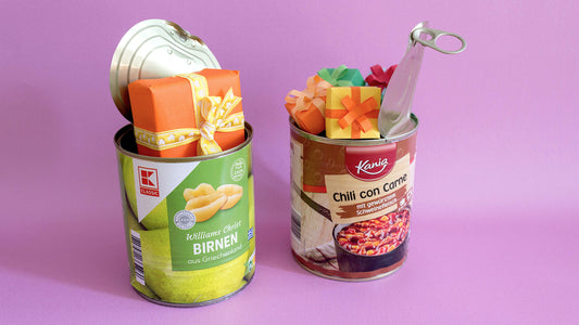 Hiding gifts in a real food can